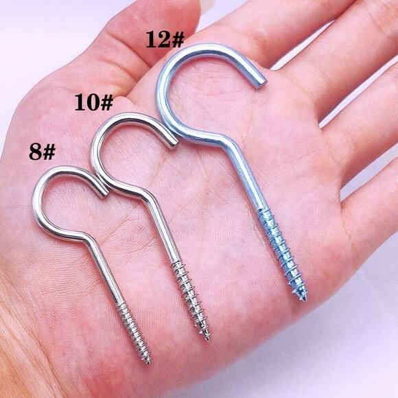 12PCS Blue Color Zinc Plated 3.55 Inch Open Eye Screw Metal Cup Hooks Round End - Picture 4 of 10